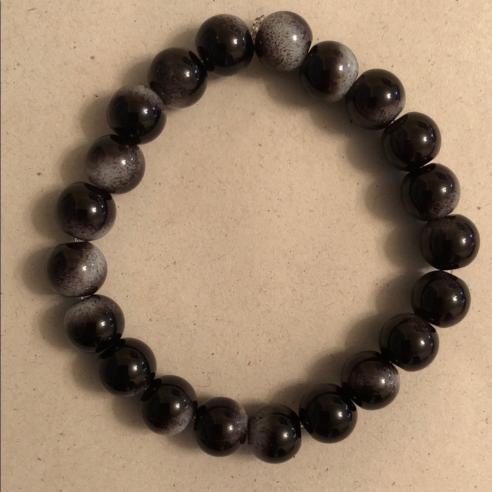 Semi Precious Stones Black and Gray One Bracelet